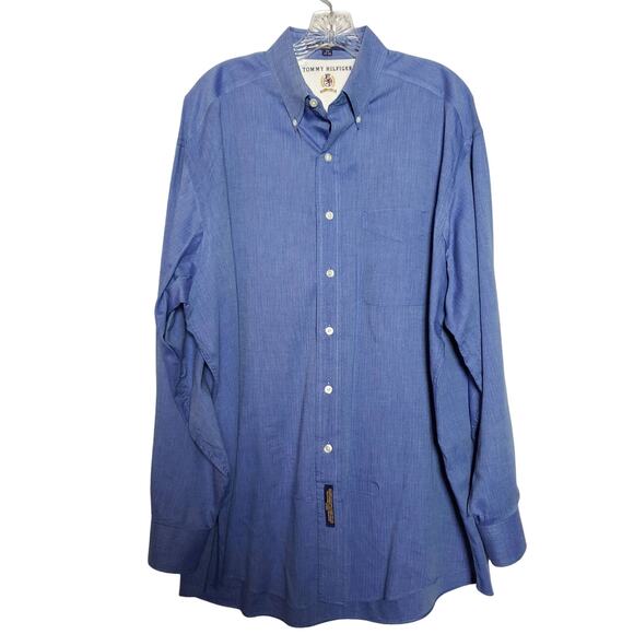 Tommy Hilfiger Button Up Dress Shirt Long Sleeve Blue- 17 34-35 - Picture 1 of 6